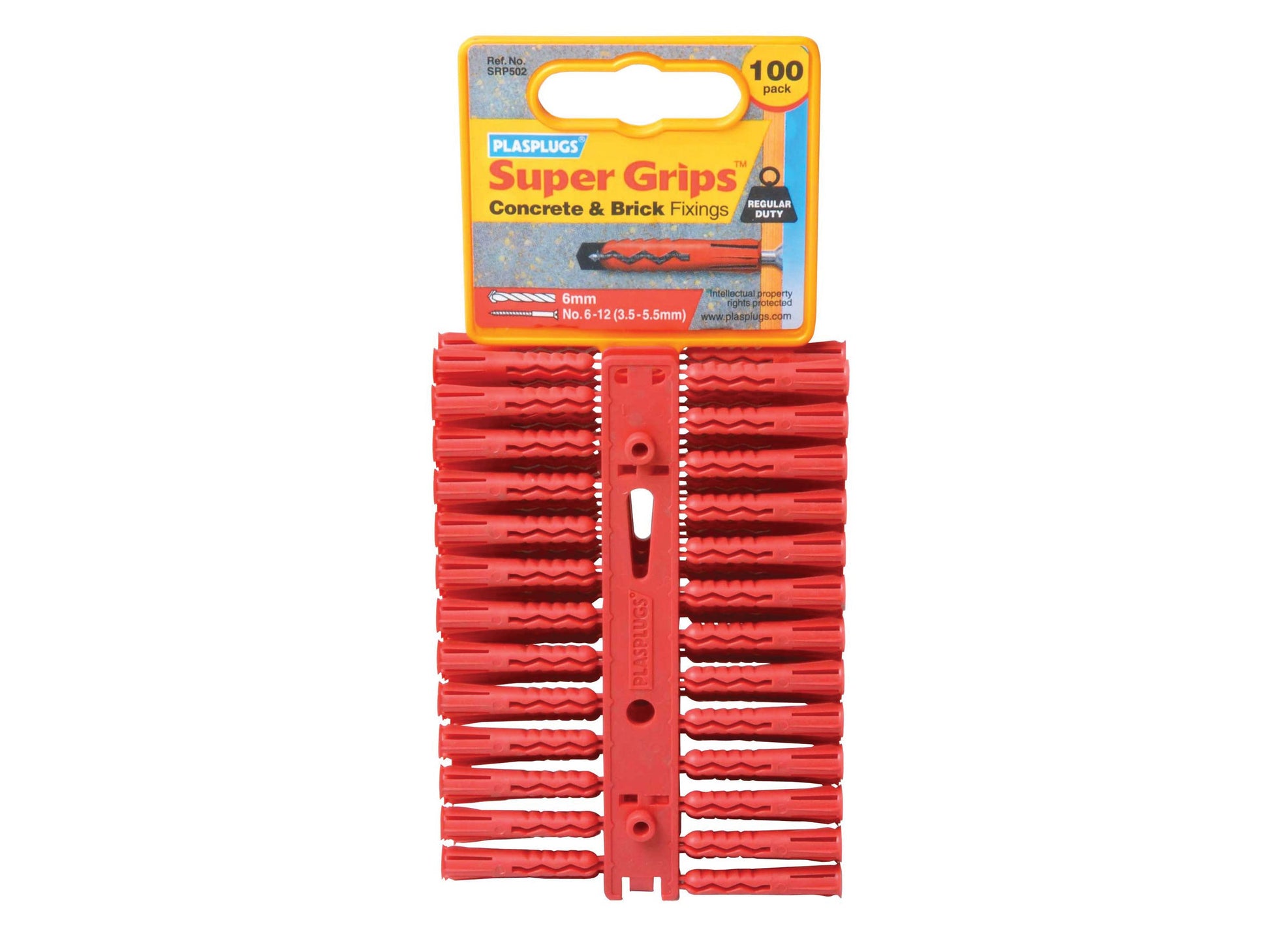 PLASPLUG PLASRP502 SOLID WALL SUPER GRIP FIXINGS RED (PACK 100)