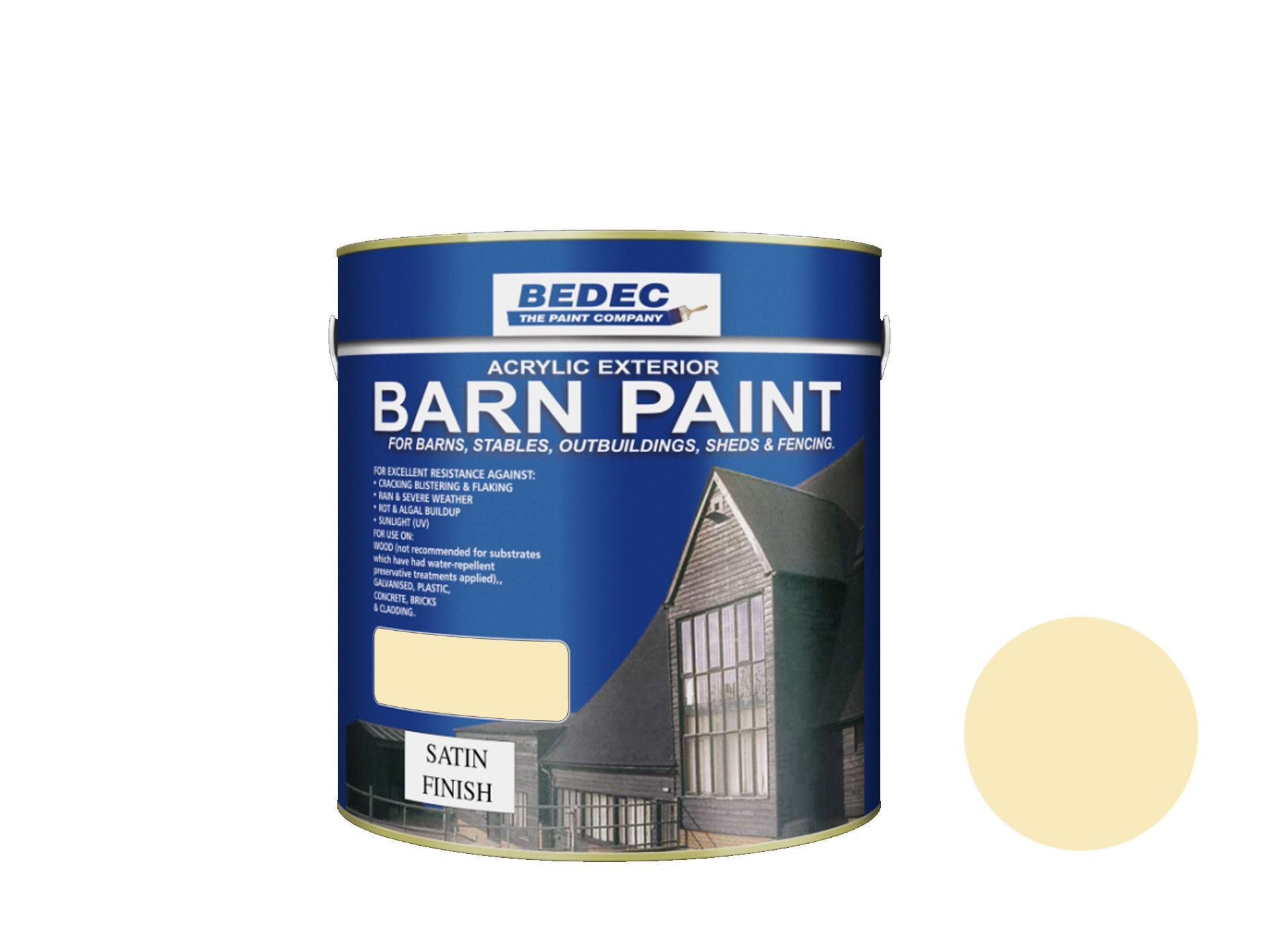 BEDEC SATIN BARN PAINT 2.5l COUNTRY CREAM BEDE2AV1880/40