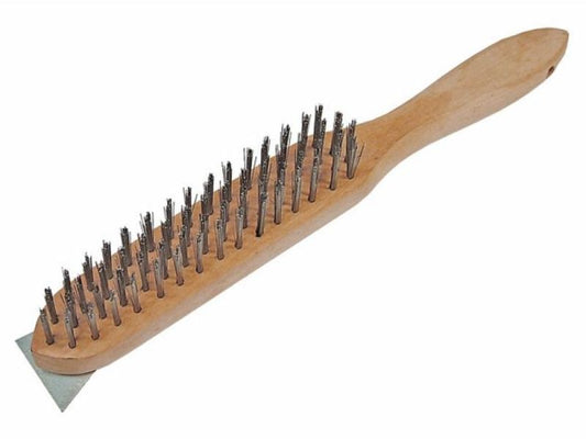 FAITHFULL FAI6804SRF 4 ROW HEAVY DUTY WIRE SCRATCH BRUSH C/W SCRAPER