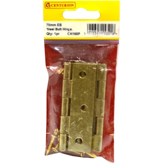 CENTURION CH165P ELECTRO BRASSED 1838 PATTERN STEEL BUTT HINGE 75mm
