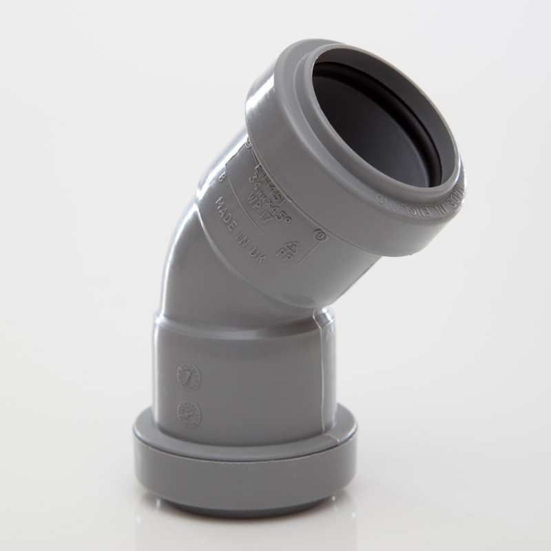 POLYPIPE PUSHFIT WASTE OBTUSE BEND 32mm x 45deg WP17G GREY