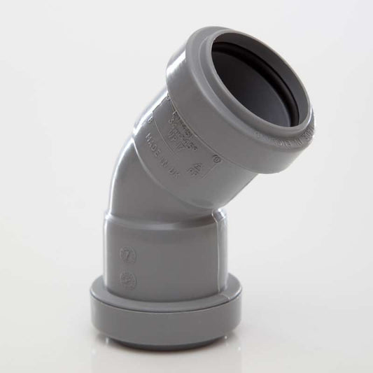 POLYPIPE PUSHFIT WASTE OBTUSE BEND 32mm x 45deg WP17G GREY