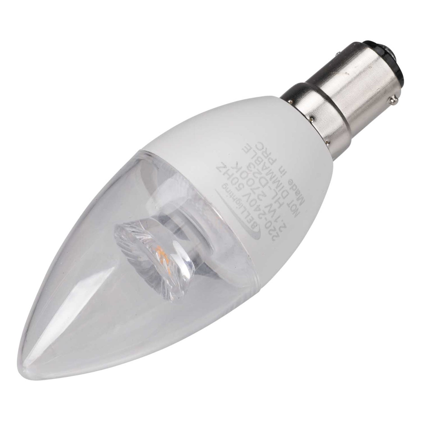 Bell 2.1W SBC LED Non Dimmable Candle Lamp Clear 2700K