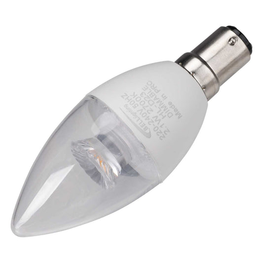 Bell 2.1W SBC LED Dimmable Candle Lamp Clear 2700K