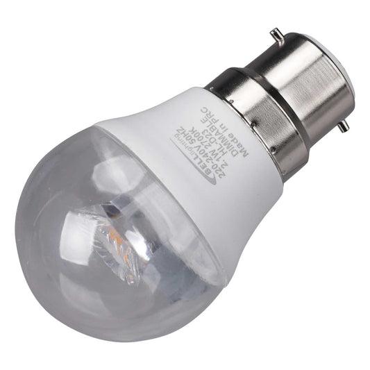 Bell 2.1W BC LED Dimmable Golf Ball Lamp Clear 2700K