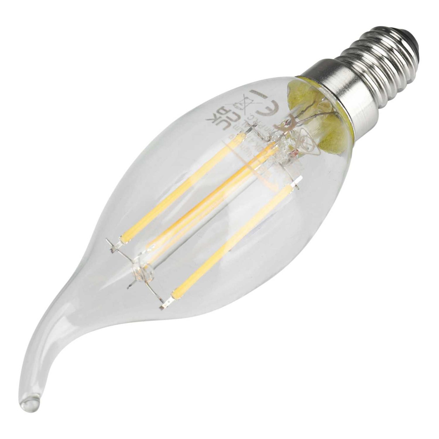 Bell 3.3W SES LED Non Dimmable Filament Bent Tip Candle Lamp Clear 2700K