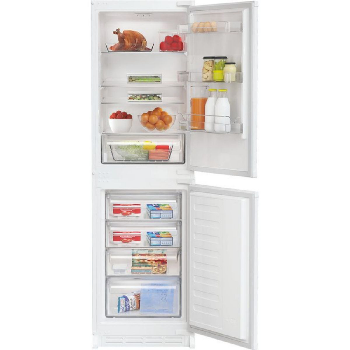 HOPKINS HOMES HOTPOINT HPKS1262B4UK BUILT IN LOW FROST COMBI FRIDGE FREEZER 50:50 WHITE