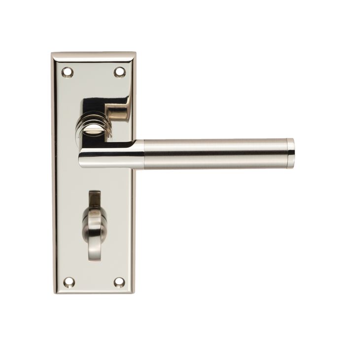 SEROZZETTA SESSANTA LEVER BATHROOM HANDLES ON BACKPLATE P/P POLISH/SATIN NICKEL SZR063PNSN/RP