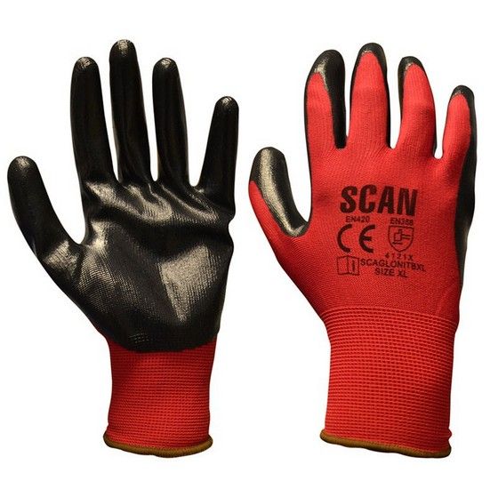 SCAN SCAGLONITBL PALM DIPPED NITRILE GLOVE LARGE BLACK