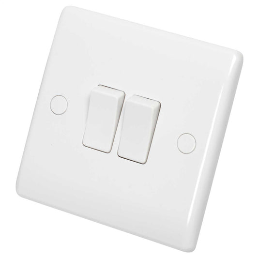 BG Nexus 10A 2 Gang 2 Way Light Switch White