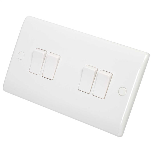 BG Nexus 10A 4 Gang 2 Way Light Switch White