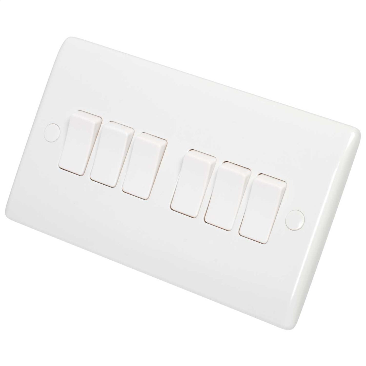 BG Nexus 10A 6 Gang 2 Way Light Switch White
