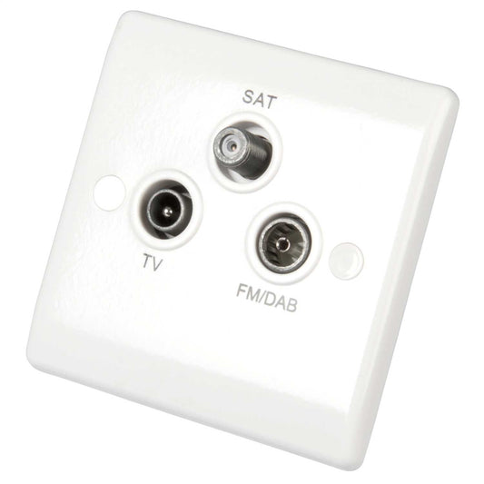 BG 1 Gang Triplex TV / FM / SAT Screened Socket White