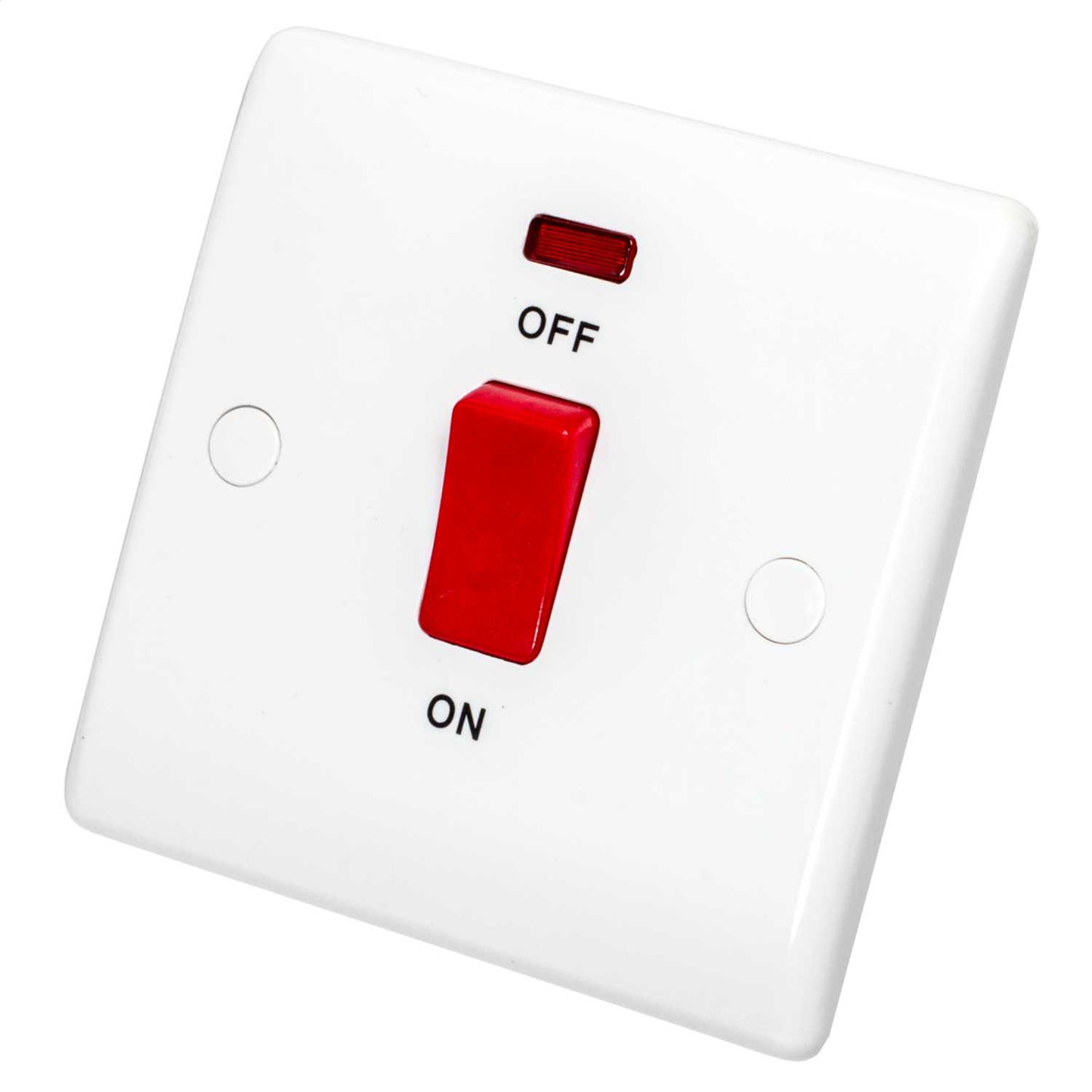 BG 45A DP 1 Gang Switch with Neon and Red Rocker White