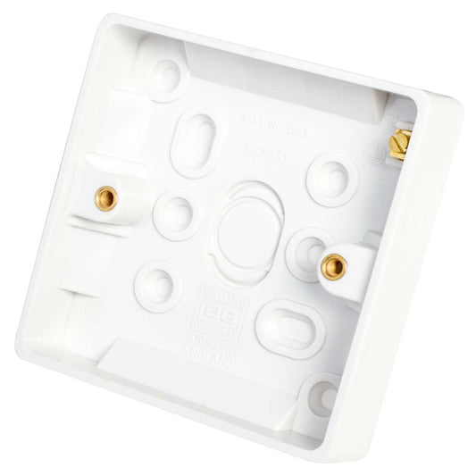 BG Nexus 1 Gang 19mm Pattress Back Box White