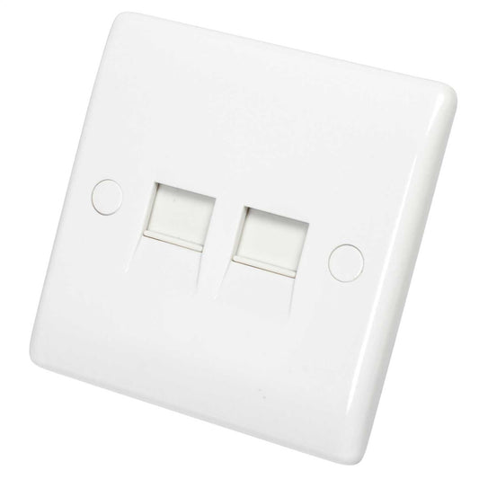 BG Nexus 2 Gang Secondary Telephone Socket White