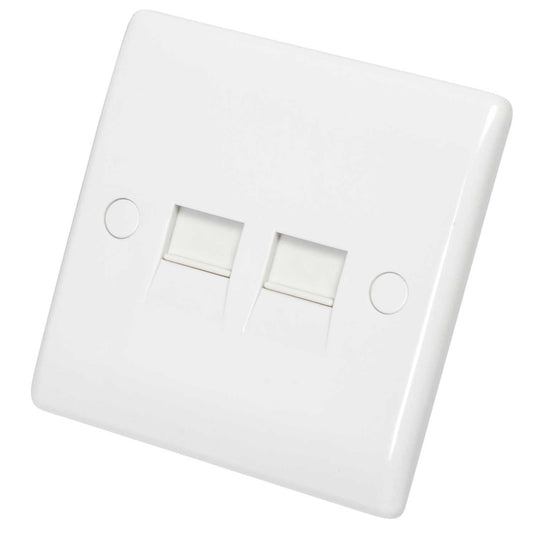 BG 1 Gang Twin RJ11 Data Socket White