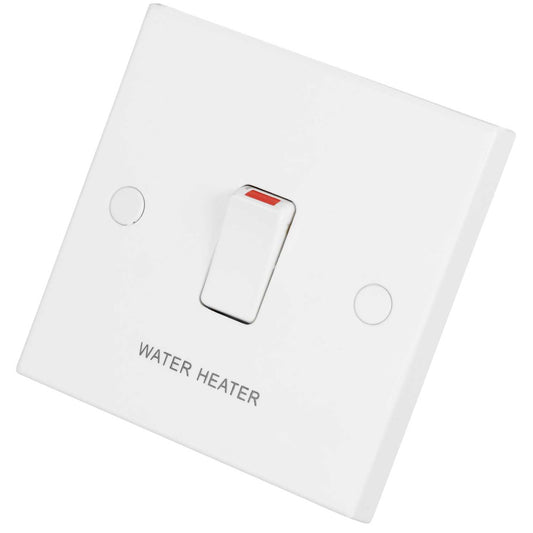 BG 900 Series 20A DP Switch with Flex Outlet marked Water Heater White