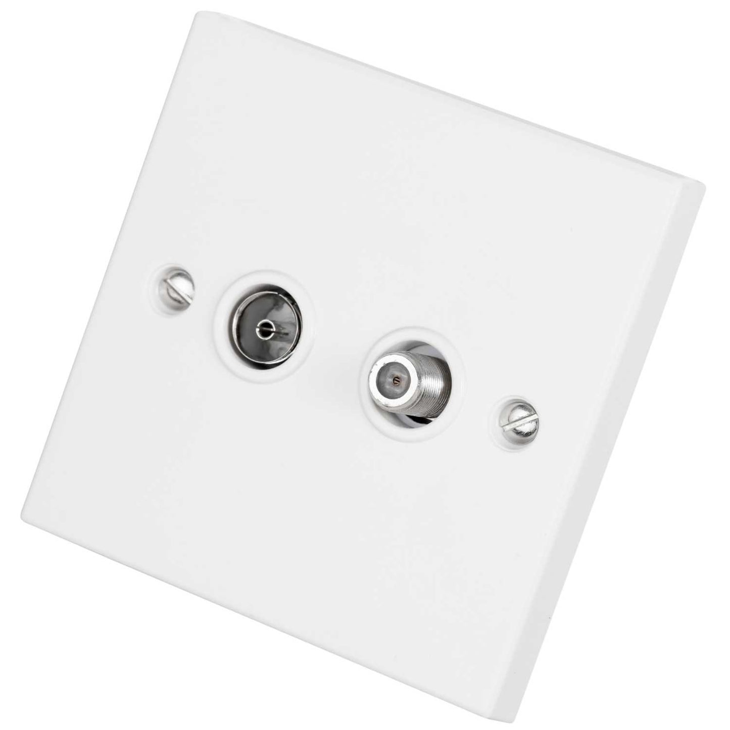 BG 1 Gang F Type Satellite and Coaxial Socket White