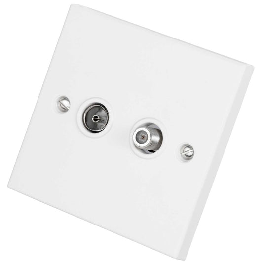 BG 1 Gang F Type Satellite and Coaxial Socket White
