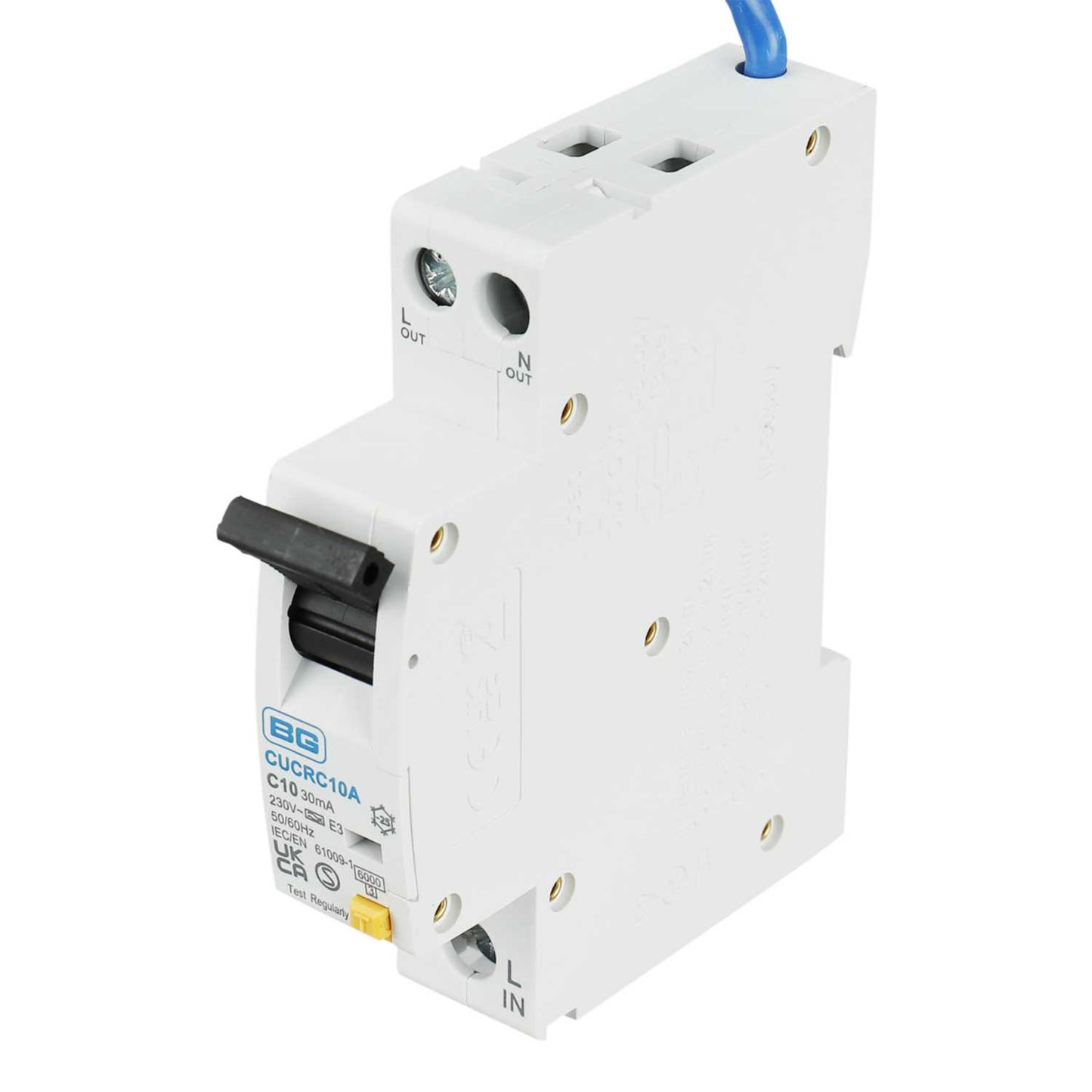 BG 10A 1P+N 1 Module C Curve 6kA 30mA Type A Compact Rcbo