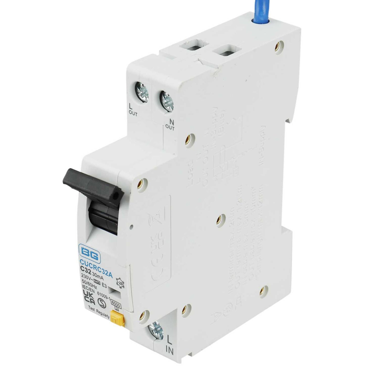 BG 32A 1P+N 1 Module C Curve 6kA 30mA Type A Compact Rcbo