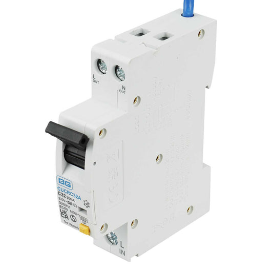 BG 32A 1P+N 1 Module C Curve 6kA 30mA Type A Compact Rcbo