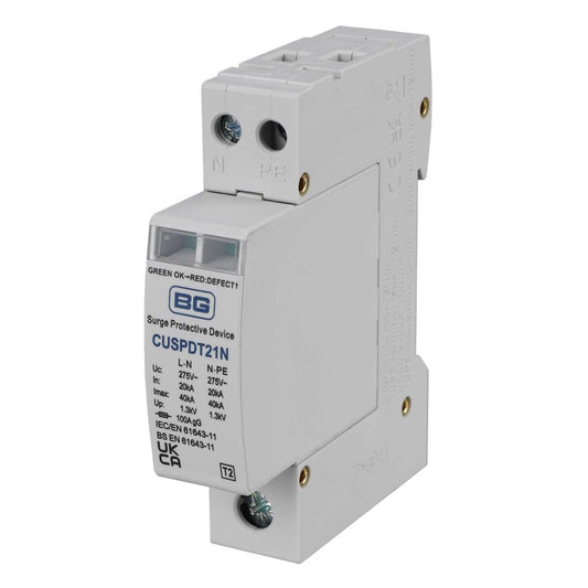BG 20kA 1 Module Single Pole and Neutral Type 2 Surge Protector
