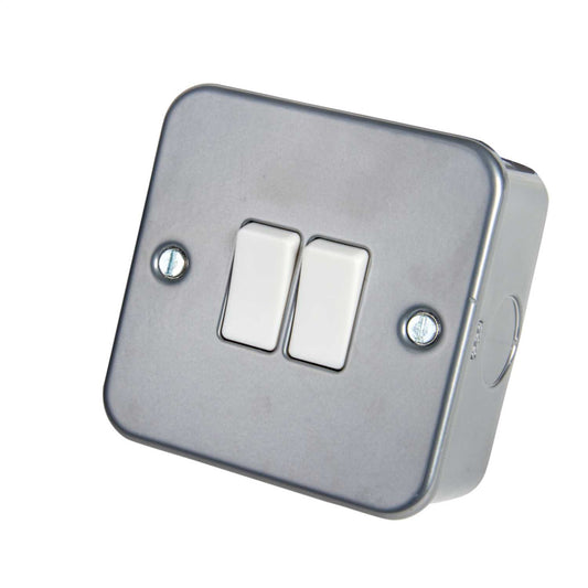 BG 10A 2 Gang 2 Way Light Switch Metal Clad