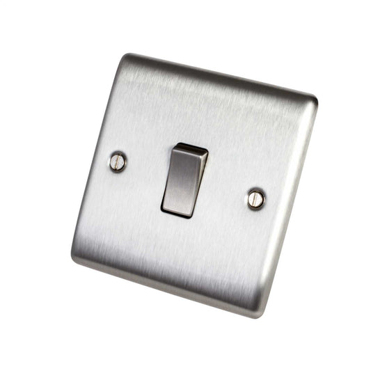 BG 10A 1 Gang 2 Way Light Switch Brushed Steel