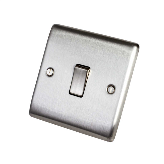 BG 10A 1 Gang Intermediate Switch Brushed Steel