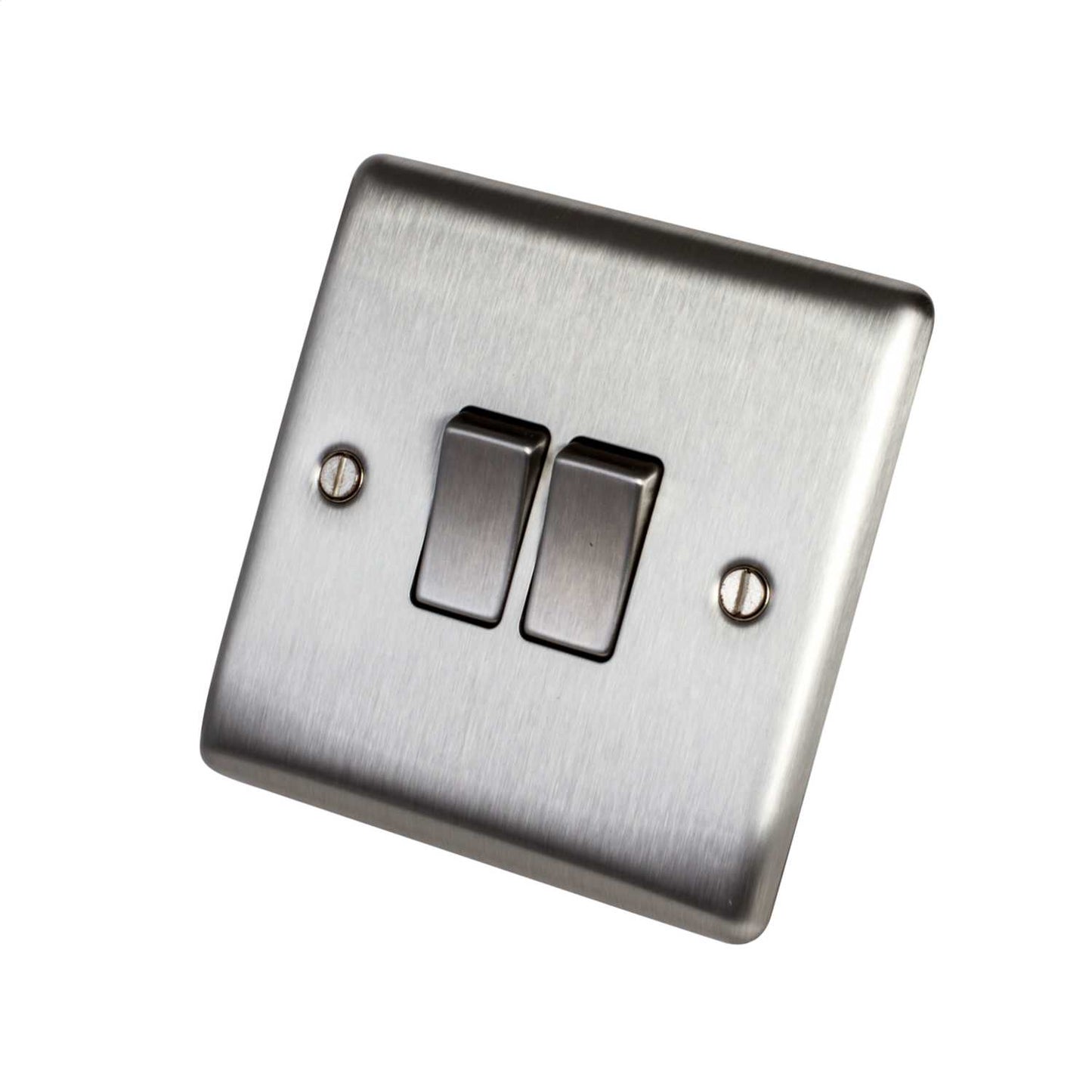 BG 10A 2 Gang 2 Way Light Switch Brushed Steel