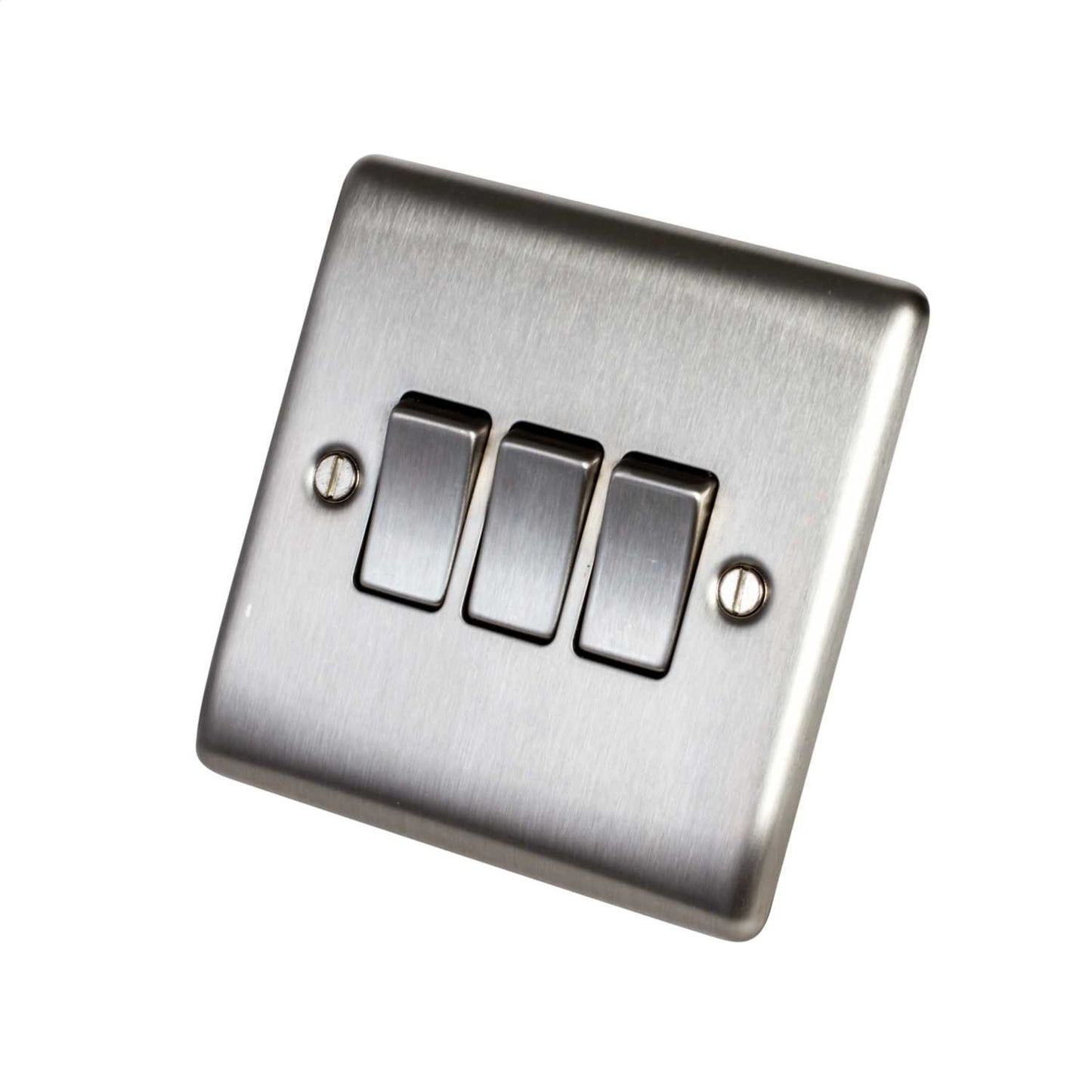 BG 10A 3 Gang 2 Way Light Switch Brushed Steel