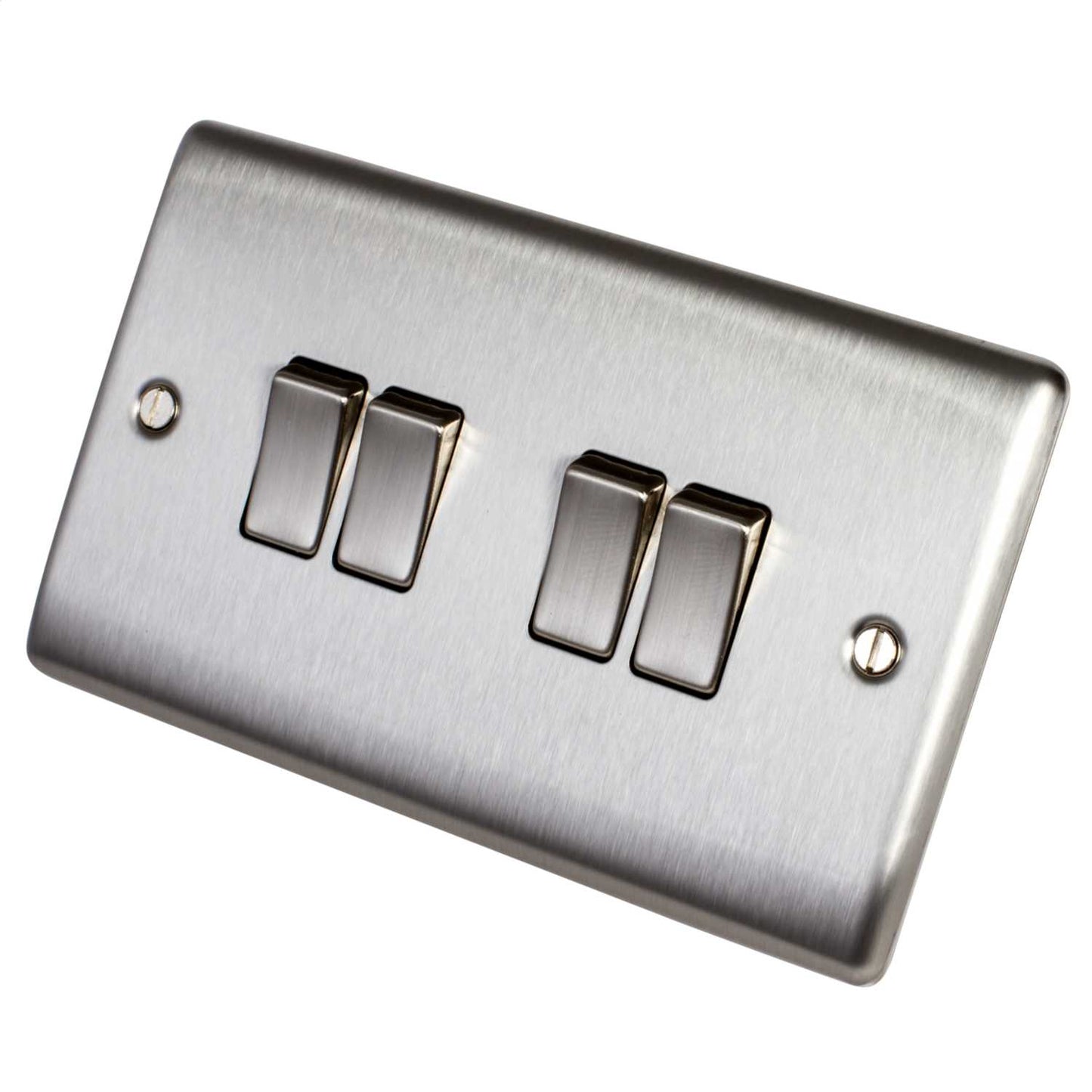 BG 10A 4 Gang 2 Way Light Switch Brushed Steel