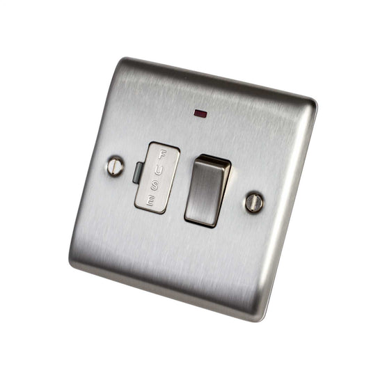 BG 13A Switched Fused Spur with Neon Brushed Steel