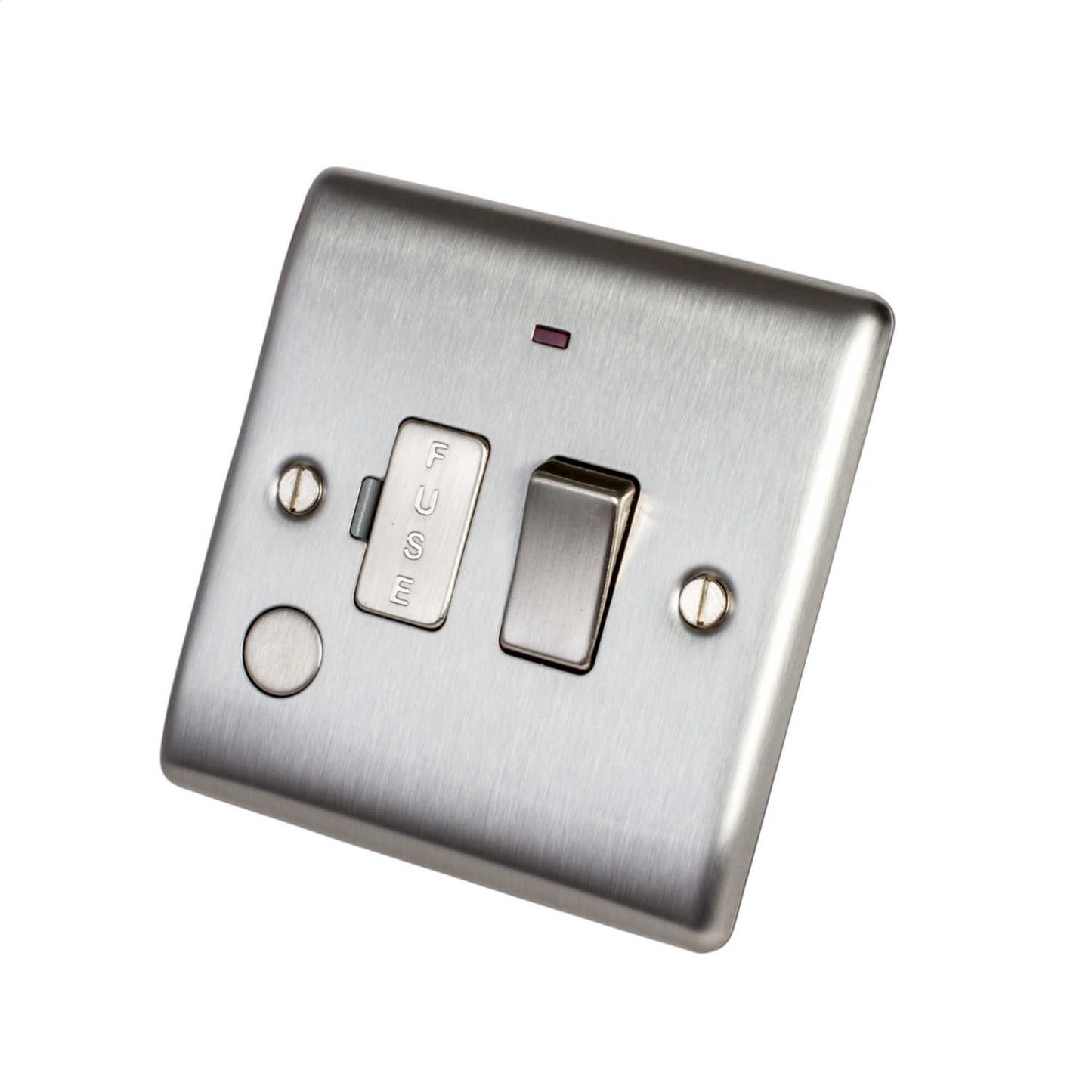BG 13A Switched Fused Spur with Neon and Flex Outlet Brushed Steel