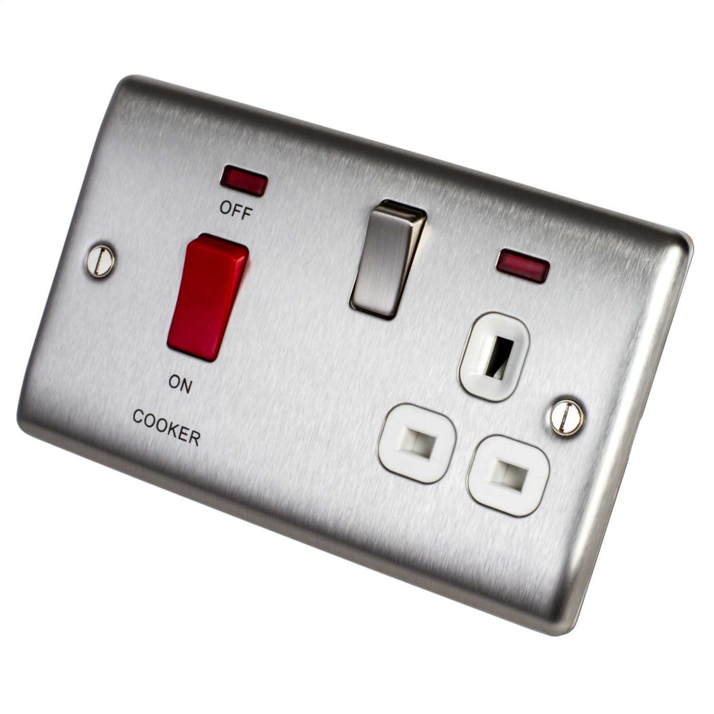 BG 45A DP Cooker Control Unit White Insert Brushed Steel