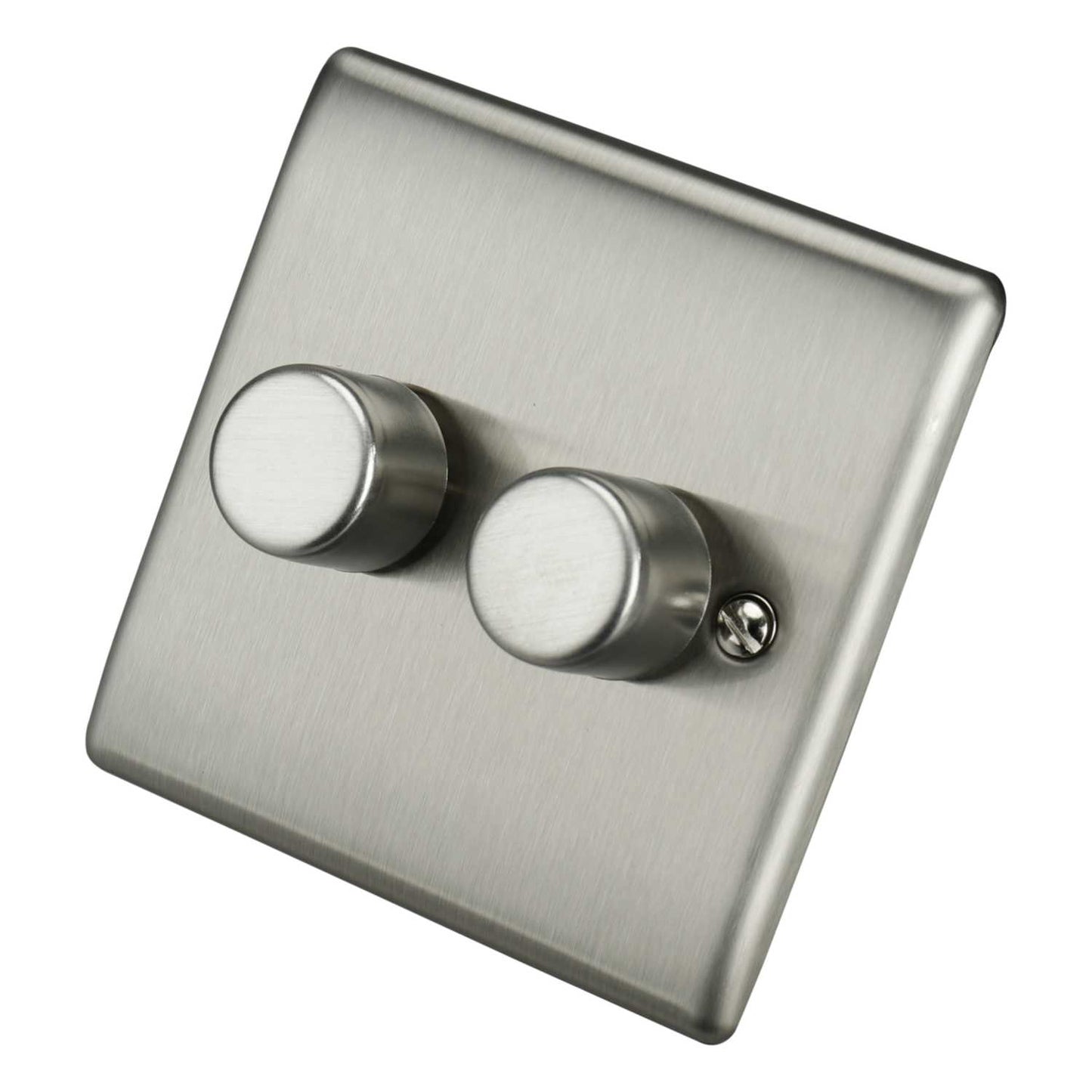 BG 200W 2 Gang 2 Way Intelligent Dimmer Switch Brushed Steel
