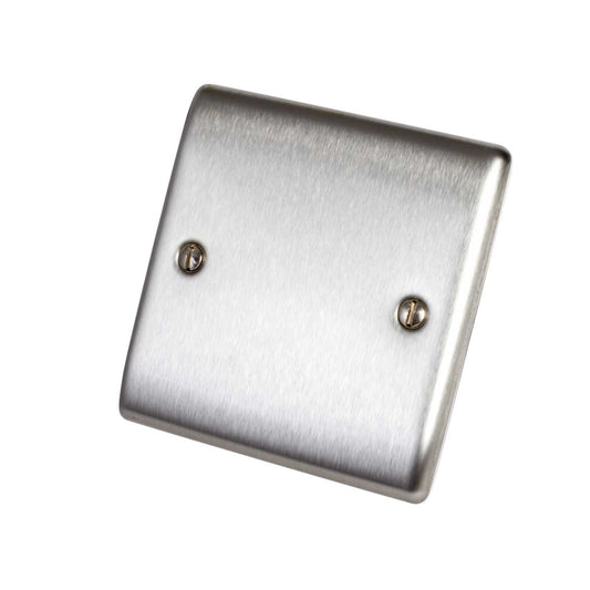 BG 1 Gang Blank Plate Brushed Steel
