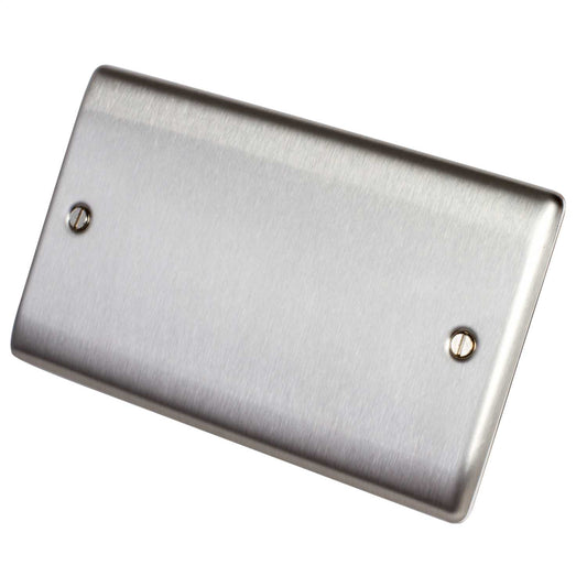 BG 2 Gang Blank Plate Brushed Steel