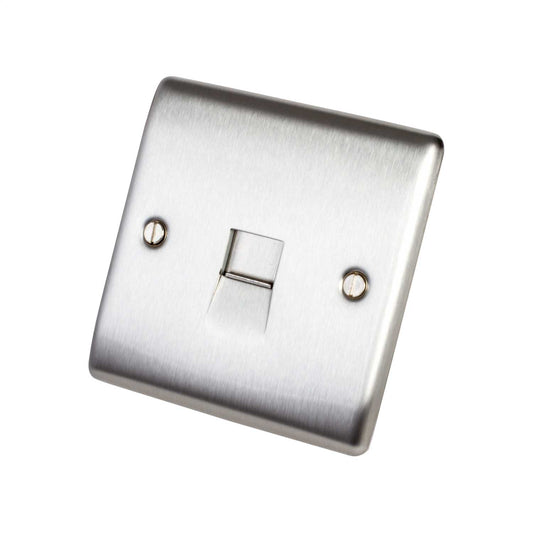 BG 1 Gang Secondary Telephone Socket Brushed Steel