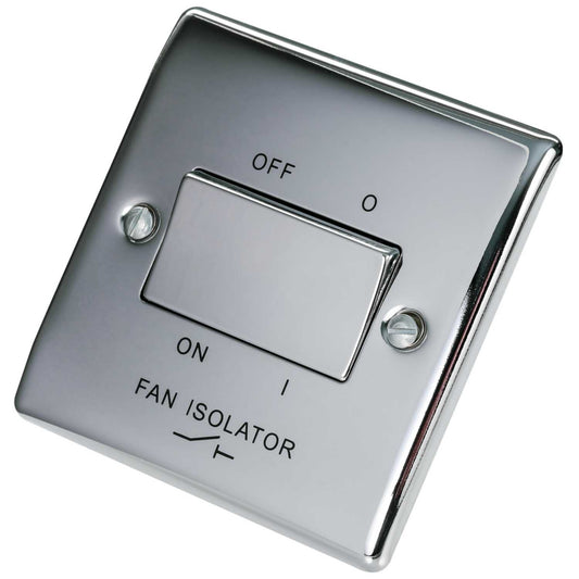 BG 10A Triple Pole Fan Isolator Switch Polished Chrome