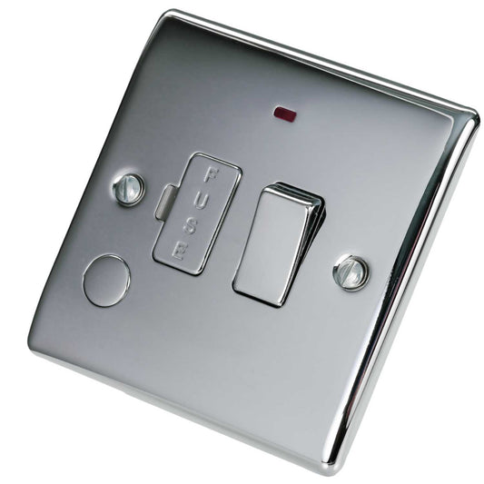 BG 13A Switched Fused Spur with Neon and Flex Outlet Polished Chrome