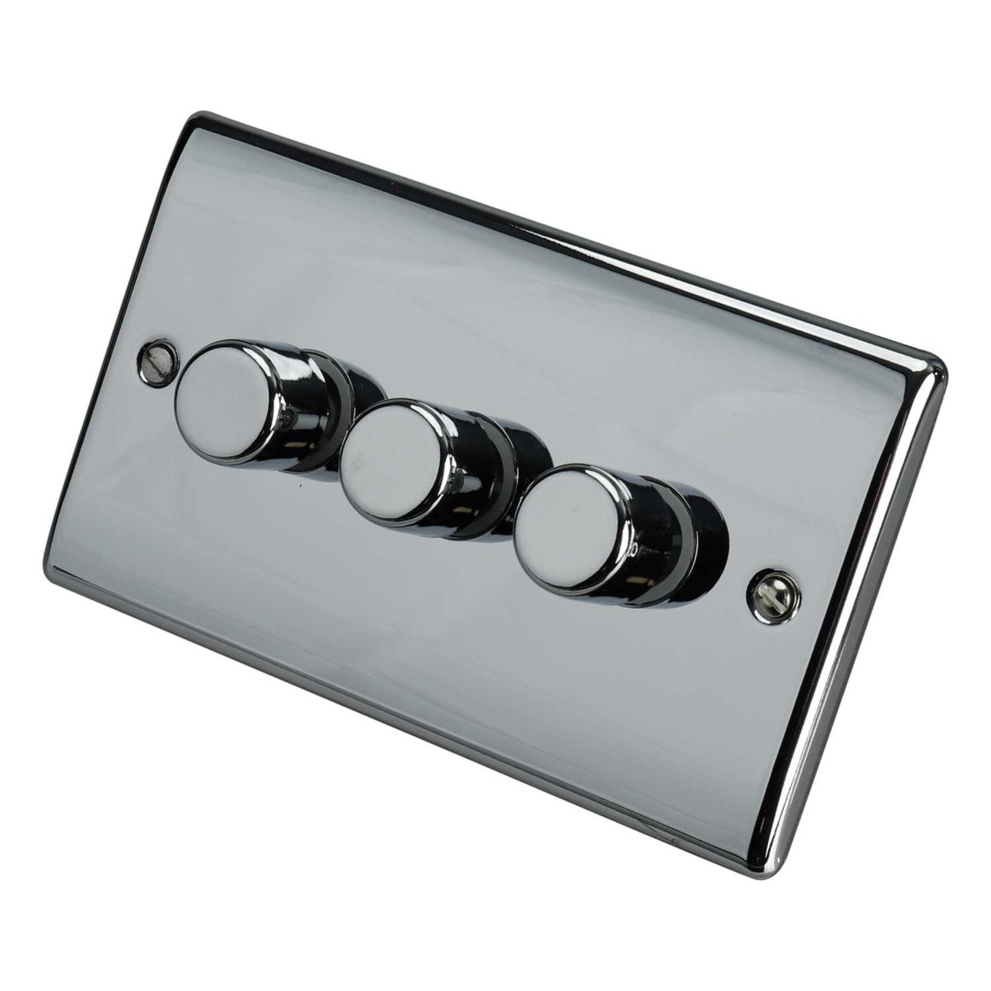 BG 200W 3 Gang 2 Way Intelligent Dimmer Switch Polished Chrome