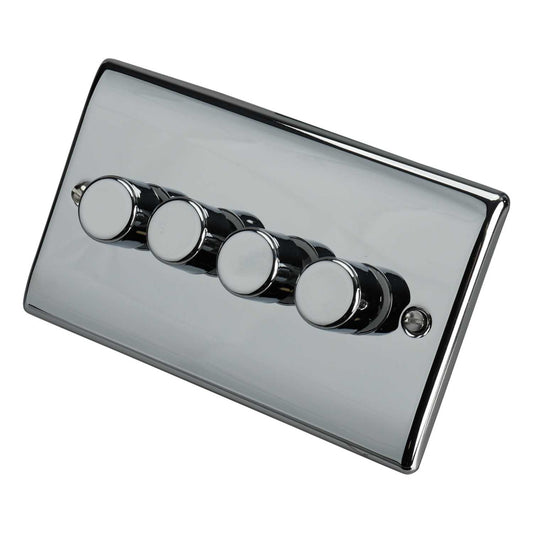 BG 200W 4 Gang 2 Way Intelligent Dimmer Switch Polished Chrome