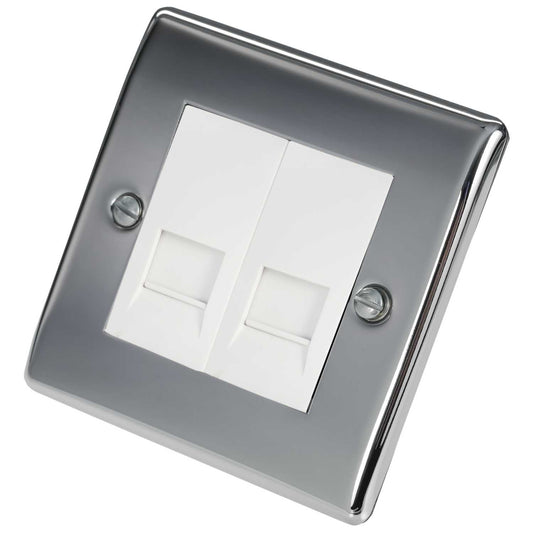 BG 1 Gang Twin Master Telephone Socket Polished Chrome