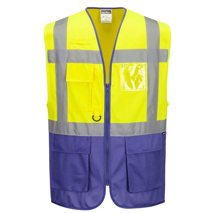 Warsaw Hi-Vis Contrast Executive Vest , 4XL, R, Yellow/Purple