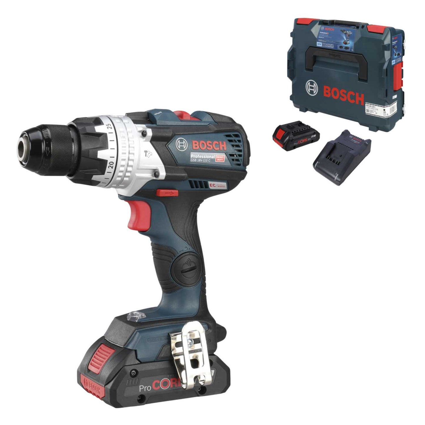 Bosch GSB 18V-110 C 18V Combi Drill with 2 x 4.0Ah ProCORE Batteries