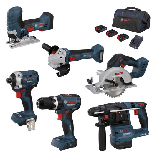 Bosch 6 Piece 18V Power Tool Combo Kit with 3 x 4.0Ah Procore Batteries