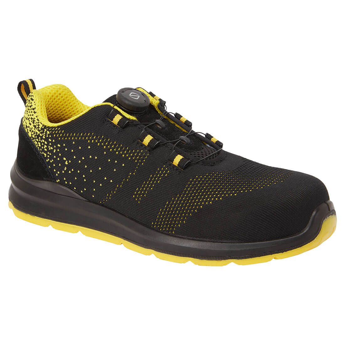 Portwest Compositelite Wire Lace Safety Trainer Knit S1P, 36, , Black/Yellow